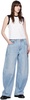 Light blue distressed flare jeans