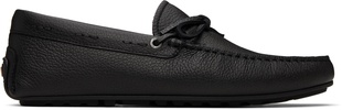 Black Grained-Leather Driver Sole Loafers