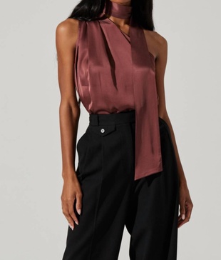 partia scarf detail asymmetric top in mulberrycolor