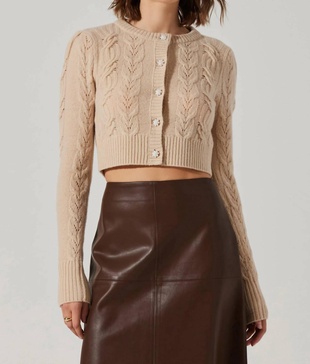 peri knit cropped cardigan in vanillia