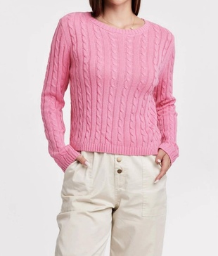 lupe cable knit sweater in soft cherry