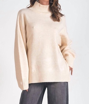 mie mock turtleneck sweater in ivory