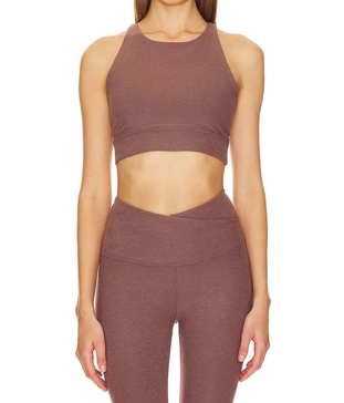 spacedye enlighten long line bra in truffle heather