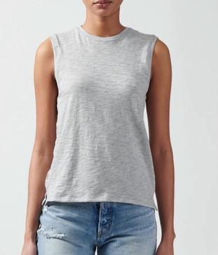 womens slub jersey school boy sleeveless in heather grey