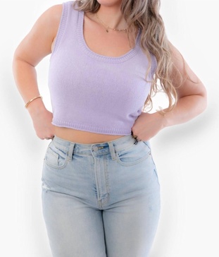 lea knit cropped tank top in lavander