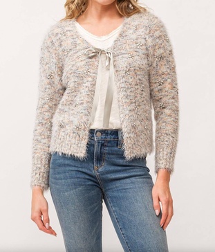 savoy snowy meadow bow cardigan in multi