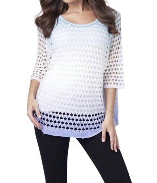open stitch tunic top in blue multi