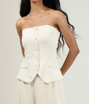 candida strapless button up top in natural