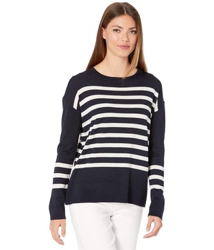 PENDLETON Women's Striped Merino Crew Neck Pullover Sweater