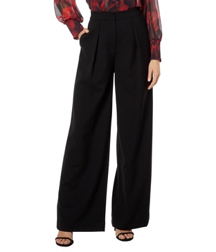BCBGMAXAZRIA Women's High Waisted Wide Leg Zipper Pant