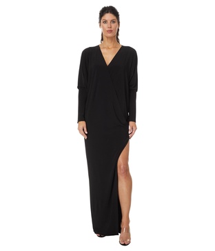 Norma Kamali Women's Dolman Wrap Gown W/Side Slit