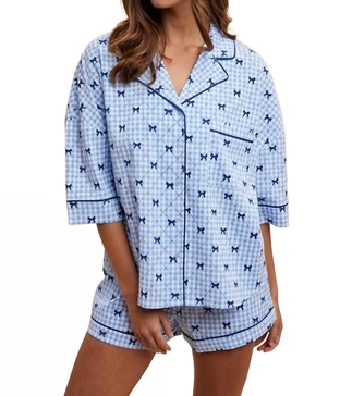 rainy day pajamas in blue
