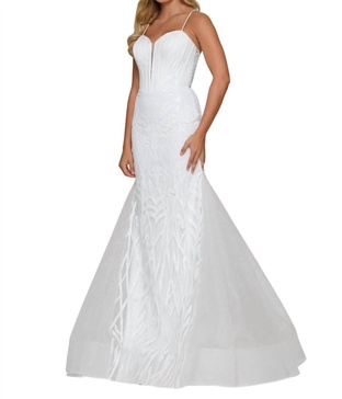 sweetheart neckline prom dress in white