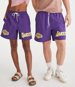 los angeles lakers nylon shorts 6.5"