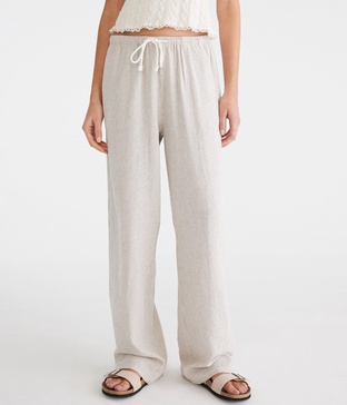 striped linen drawstring pants