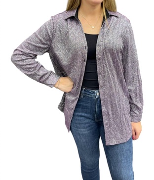 shimmer long sleeve top in purple