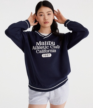 malibu athletic oversized v-neck sweatshirt