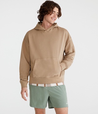 tonal logo boxy terry pullover hoodie