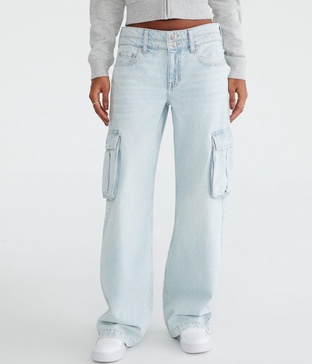 low-rise baggy wide leg cargo jean