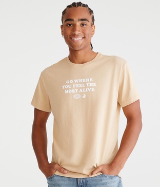 go where you feel alive flocked graphic tee