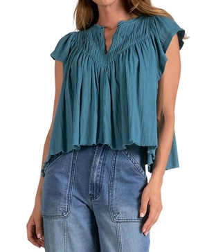 v-neck top in peacock