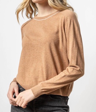 oversized saddle sleeve sweater in bourbon