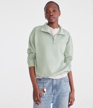 solid oversized quarter-zip sweatshirt