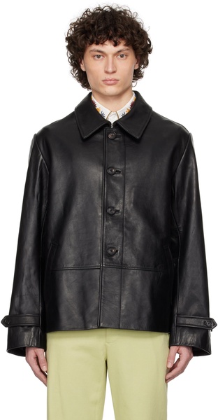 Black Cropped Continental Leather Jacket