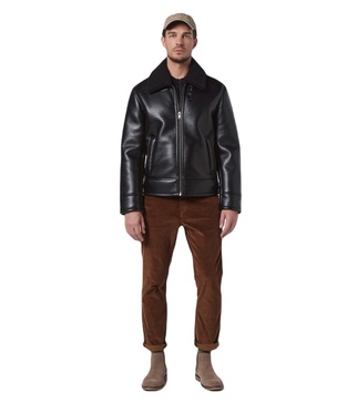 Andrew Marc Men's Faux Leather Sherling Jacket