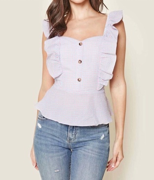 sheli gingham ruffle top in multi