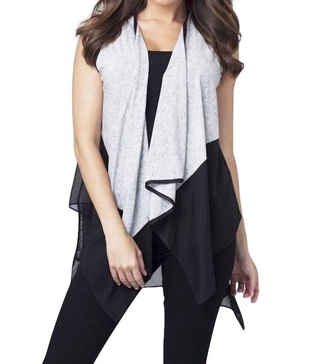 draped vest in black/gray