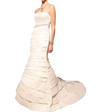 strapless layered gown in ivory