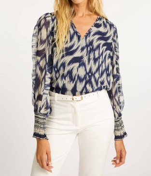 flora top in blue katsuri