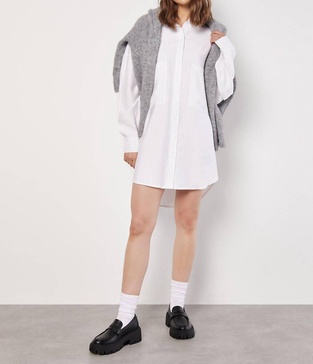 pinstripe oversized shirt dress in white