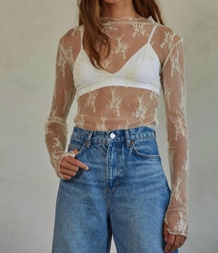 aubrey lace top in ivory