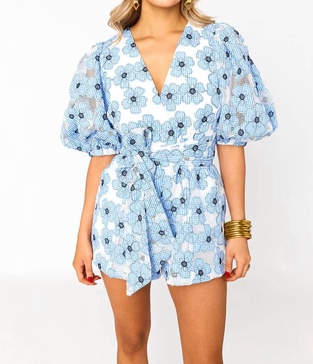 lagoon romper in julia blue