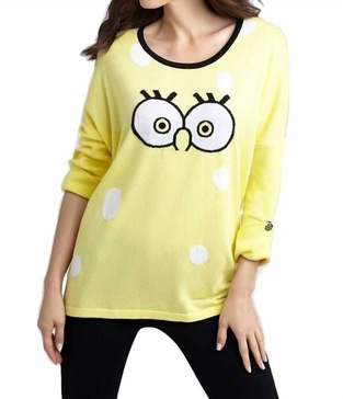 cartoon graphic sweater in yellow/white