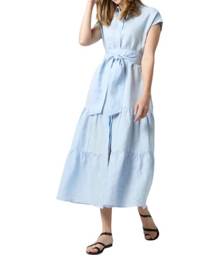 sophia dress in sky sahara linen