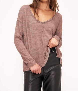 get up and go marled long sleeve top in acorn