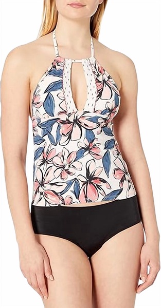 high-neck tankini top in pink