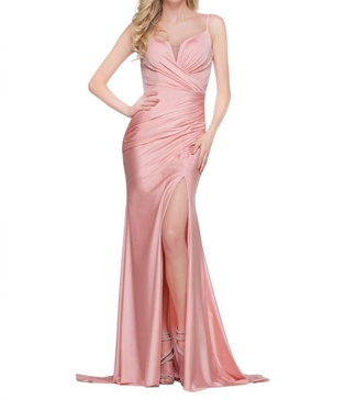 long dress in soft stretch spandex in pink