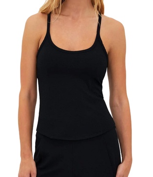 waffle beth tank top in black