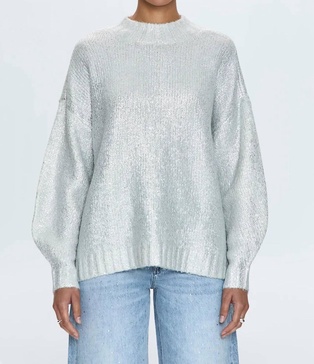 carlen mock neck sweater in snow disco