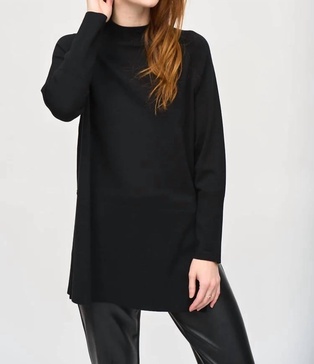 sweater knit tunic top in black