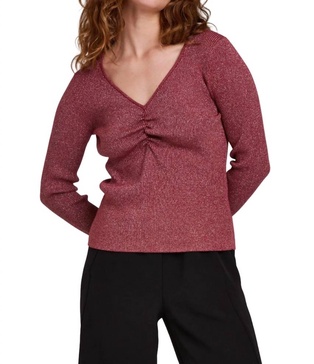 leighton knit top in cranberry