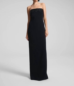 elizabeth strapless embellished gown in black/jet
