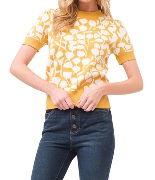 love you so short sleeve sweater in mustard