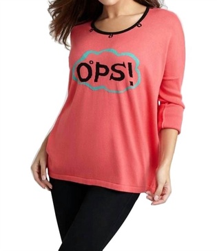 word cloud graphic sweater in coral multi