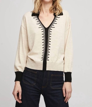 chambery sweater in cream/black