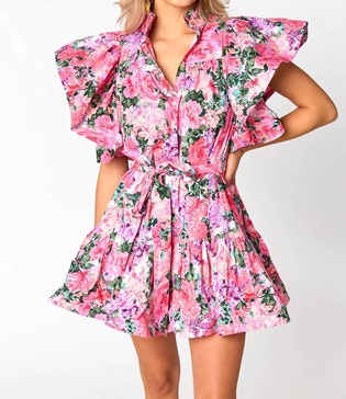abbey belted mini dress in royalty